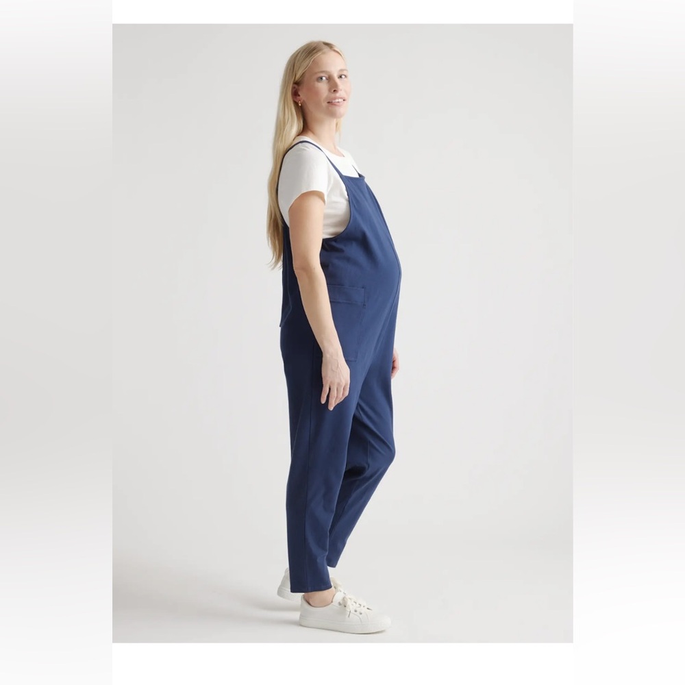 Quince Blue Casual Maternity Jumpsuit